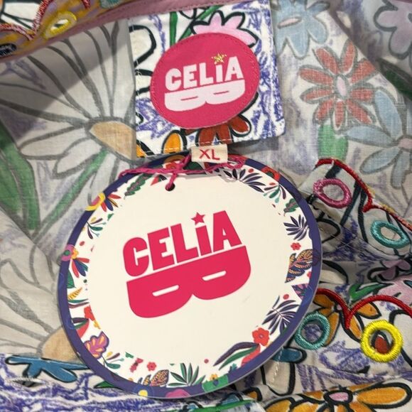 NWT Celia B Oliver MIDI Dress in Embroidered Floral Crayon XL - Picture 15 of 16